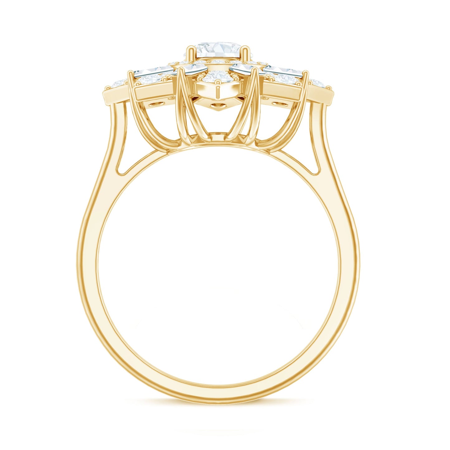 Anillo de compromiso cóctel de moissanita de talla brillante certificada para mujer