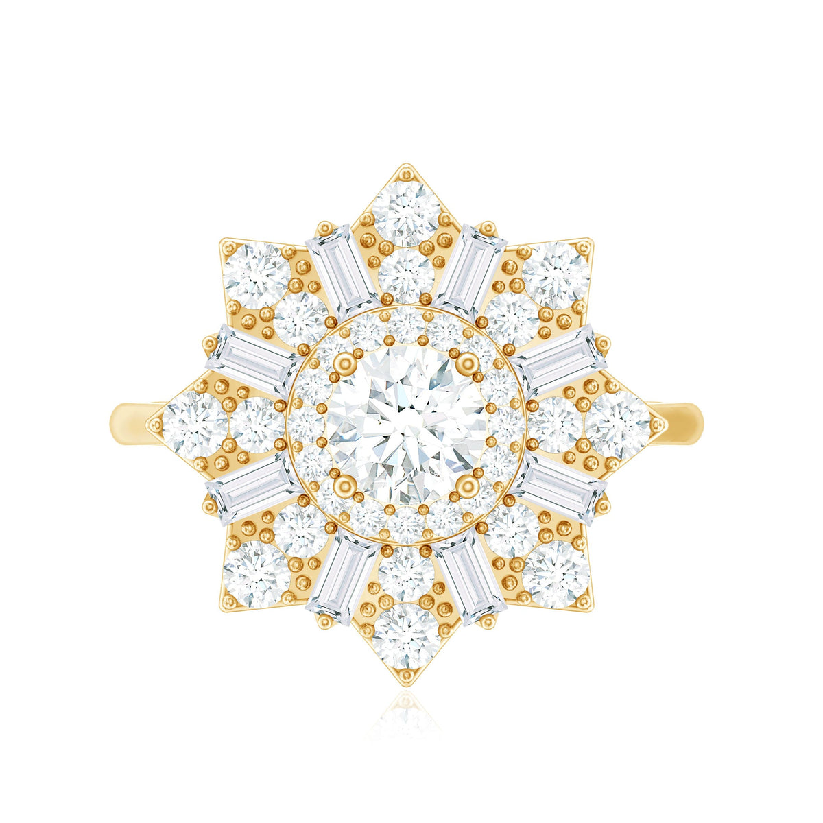 Anillo de compromiso cóctel de moissanita de talla brillante certificada para mujer