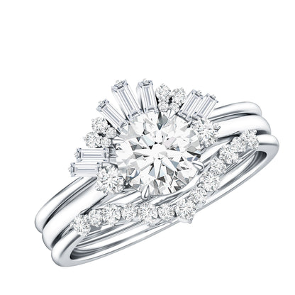 0.9 Carat Vintage Inspired Moissanite 3 Piece Wedding Ring Sets