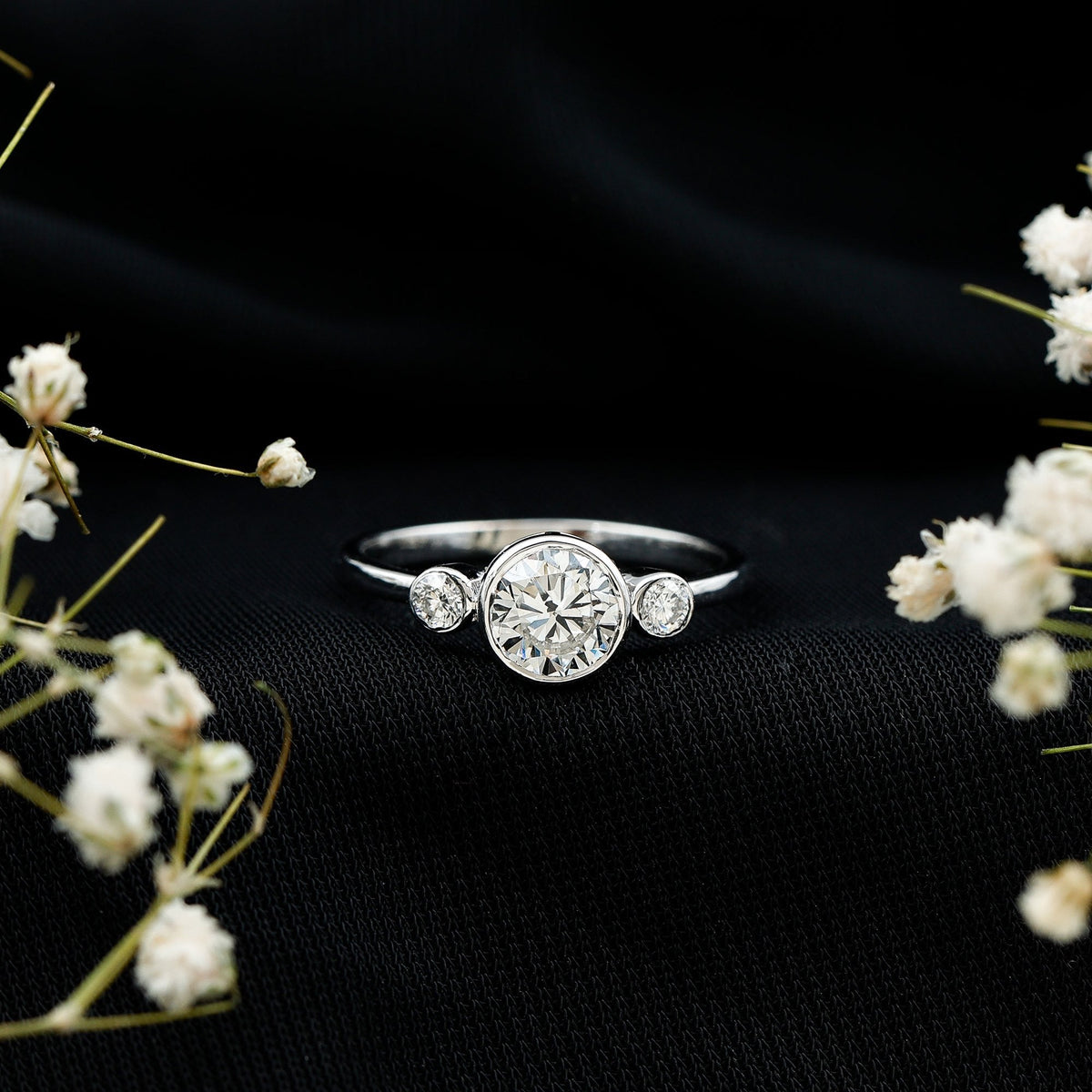 Bezel Set Moissanite Solitaire Engagement Ring