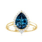 Pear Shaped London Blue Topaz and Diamond Statement Engagement Ring