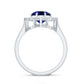 Certified 2.7 Carat Lab Grown Blue Sapphire Engagement Ring with Diamond Star Halo