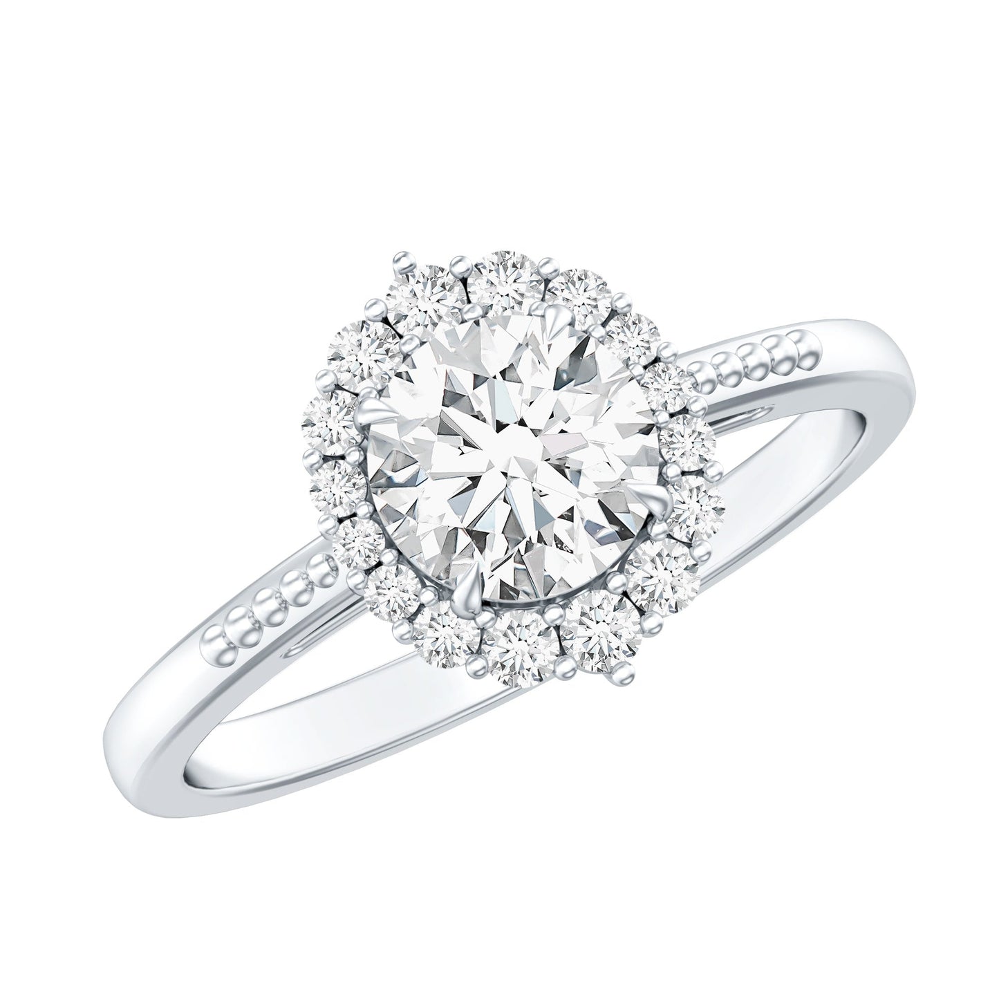 Anillo de compromiso de moissanita con halo certificado para mujer