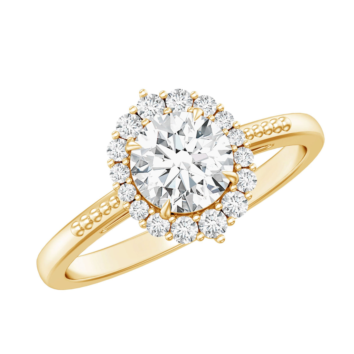 Anillo de compromiso de moissanita con halo certificado para mujer