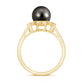 Tahitian Black Pearl Engagement Ring with Diamond Floral Halo