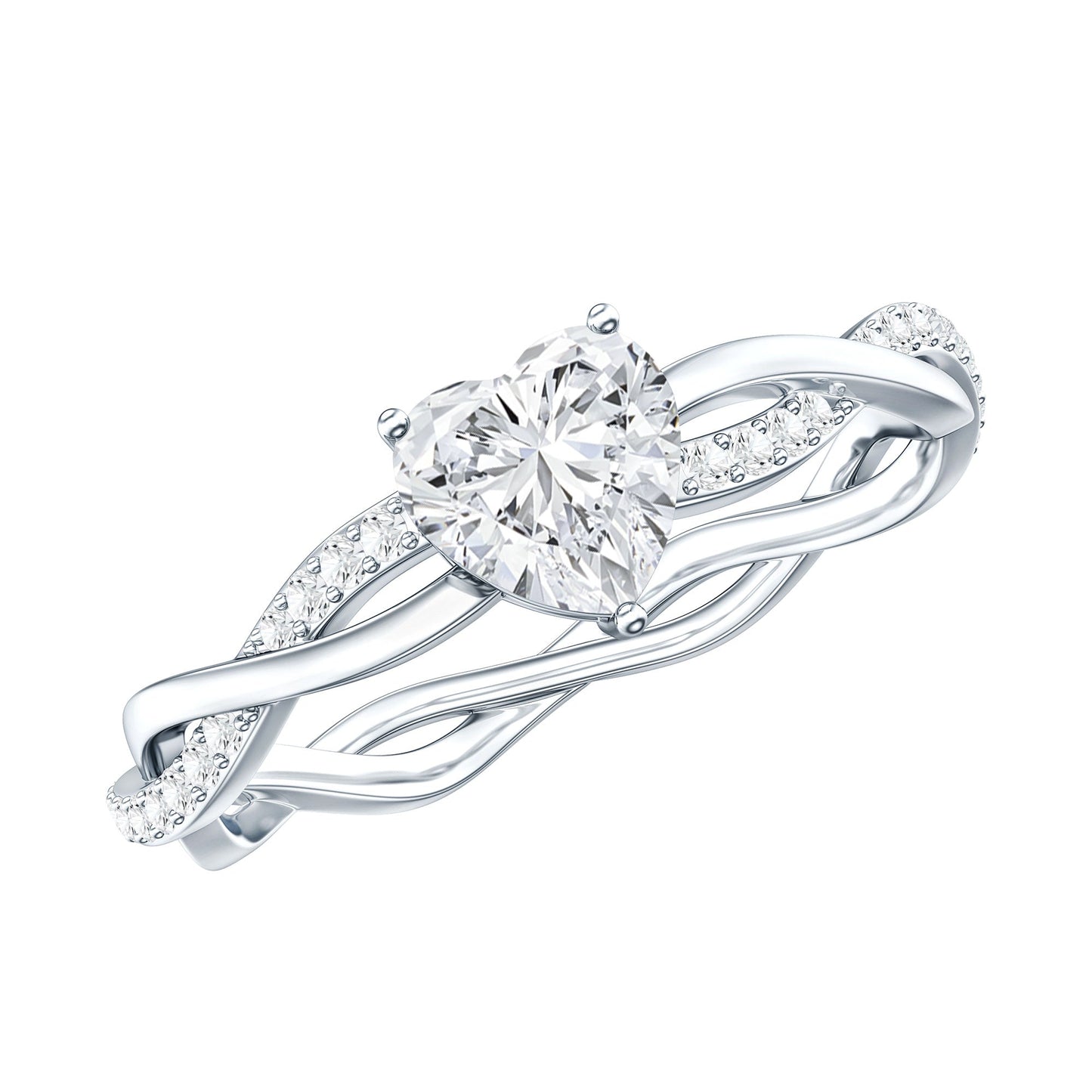 Anillo de Promesa Solitario de Moissanita con Forma de Corazón