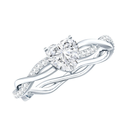 Anillo de Promesa Solitario de Moissanita con Forma de Corazón