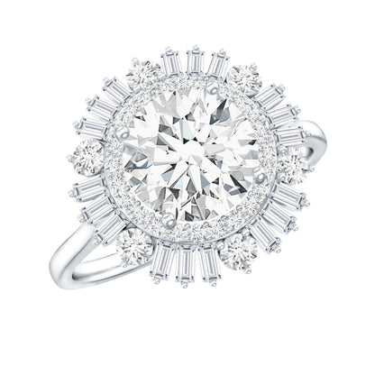 Certified Moissanite Double Halo Engagement Ring for Women