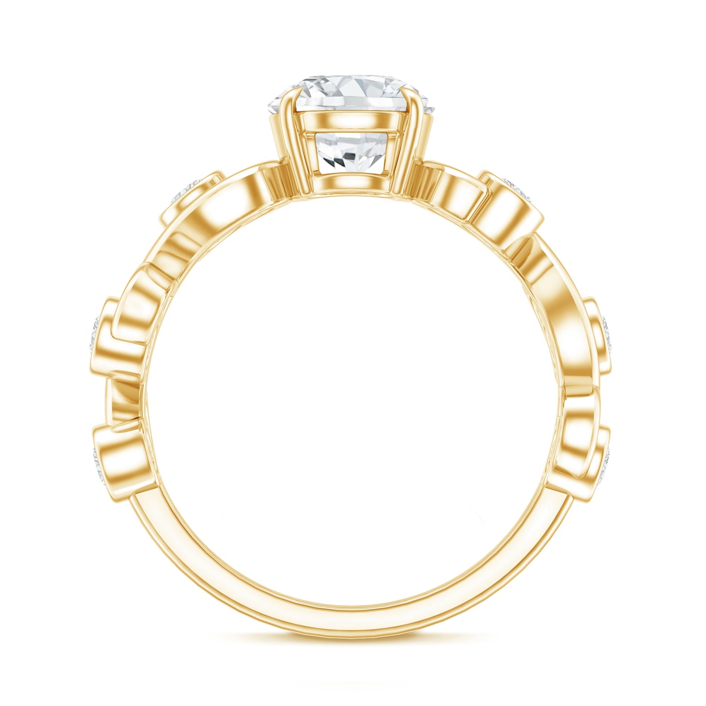 Anillo de compromiso de moissanita certificada con vástago Ivy Scroll