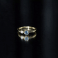 Round London Blue Topaz and Lab Diamond Two Stone Promise Ring For Her