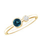 Round London Blue Topaz and Lab Diamond Two Stone Promise Ring For Her