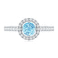 Certified Natural Aquamarine Engagement Ring with Diamond Halo