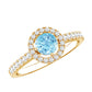 Certified Natural Aquamarine Engagement Ring with Diamond Halo