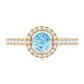 Certified Natural Aquamarine Engagement Ring with Diamond Halo
