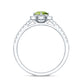 Anillo de compromiso genuino de peridoto de medio quilate con halo de diamantes