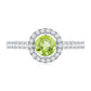Anillo de compromiso genuino de peridoto de medio quilate con halo de diamantes