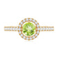 Anillo de compromiso genuino de peridoto de medio quilate con halo de diamantes