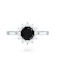 Round Cut Black Onyx and Diamond Engagement Ring For Women