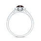 Garnet Minimal Engagement Ring with Diamond Halo