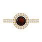Garnet Minimal Engagement Ring with Diamond Halo