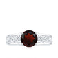 Vintage Style Garnet Diamond Engagement Ring with Celtic Knot
