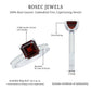 Anillo de compromiso de granate natural talla Asscher de 3,3 quilates con diamantes laterales