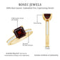 Anillo de compromiso de granate natural talla Asscher de 3,3 quilates con diamantes laterales