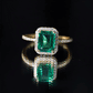 Octagon Cut Lab Grown Emerald Engagement Ring with Diamond