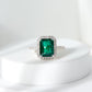 Octagon Cut Lab Grown Emerald Engagement Ring with Diamond