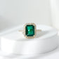Octagon Cut Lab Grown Emerald Engagement Ring with Diamond