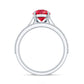 Pear Shape Created Ruby Solitaire Wedding Ring Set with Moissanite