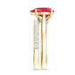 Pear Shape Created Ruby Solitaire Wedding Ring Set with Moissanite