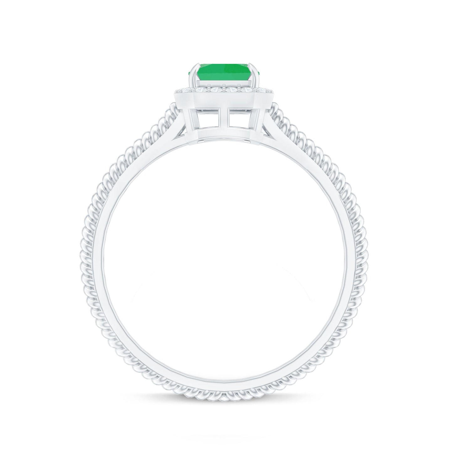Anillo de compromiso de esmeralda natural de 1,2 quilates con halo de diamantes