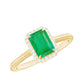 Anillo de compromiso de esmeralda natural de 1,2 quilates con halo de diamantes