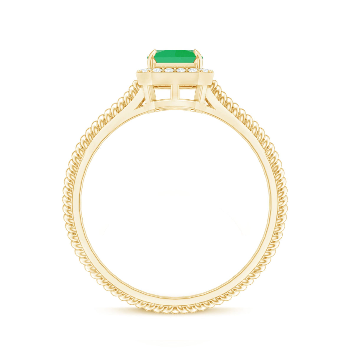 Anillo de compromiso de esmeralda natural de 1,2 quilates con halo de diamantes