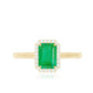 Anillo de compromiso de esmeralda natural de 1,2 quilates con halo de diamantes