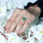 Genuine 6X8MM Oval Emerald Engagement Ring with Diamond Halo