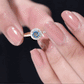 Genuine Blue Aquamarine Ring with Diamond Accent