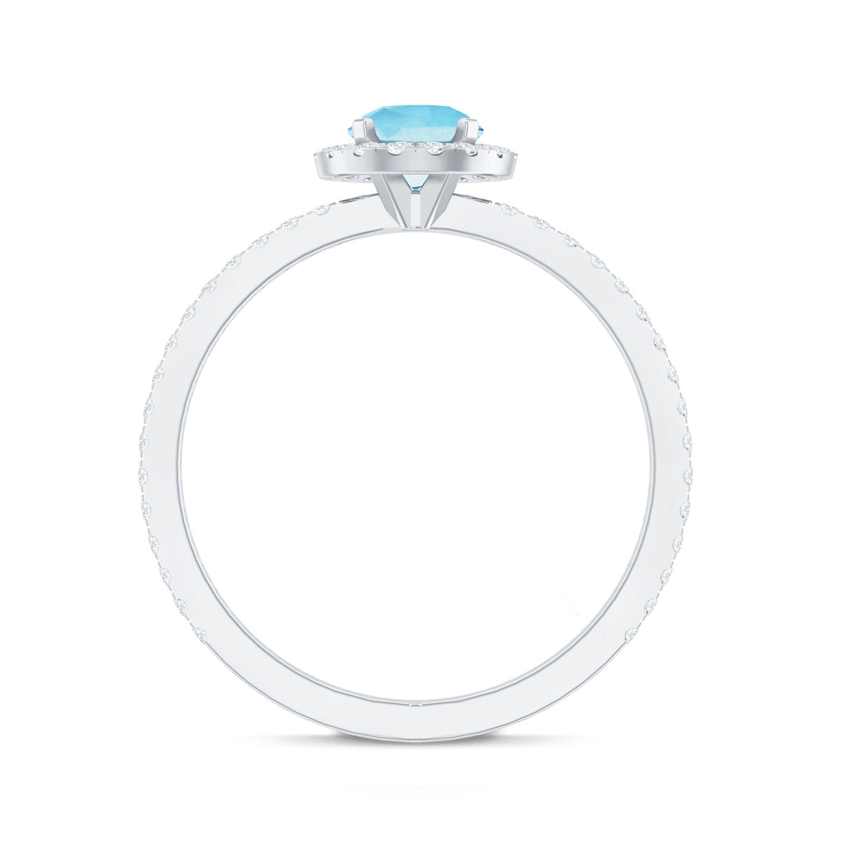Genuine Blue Aquamarine Ring with Diamond Accent