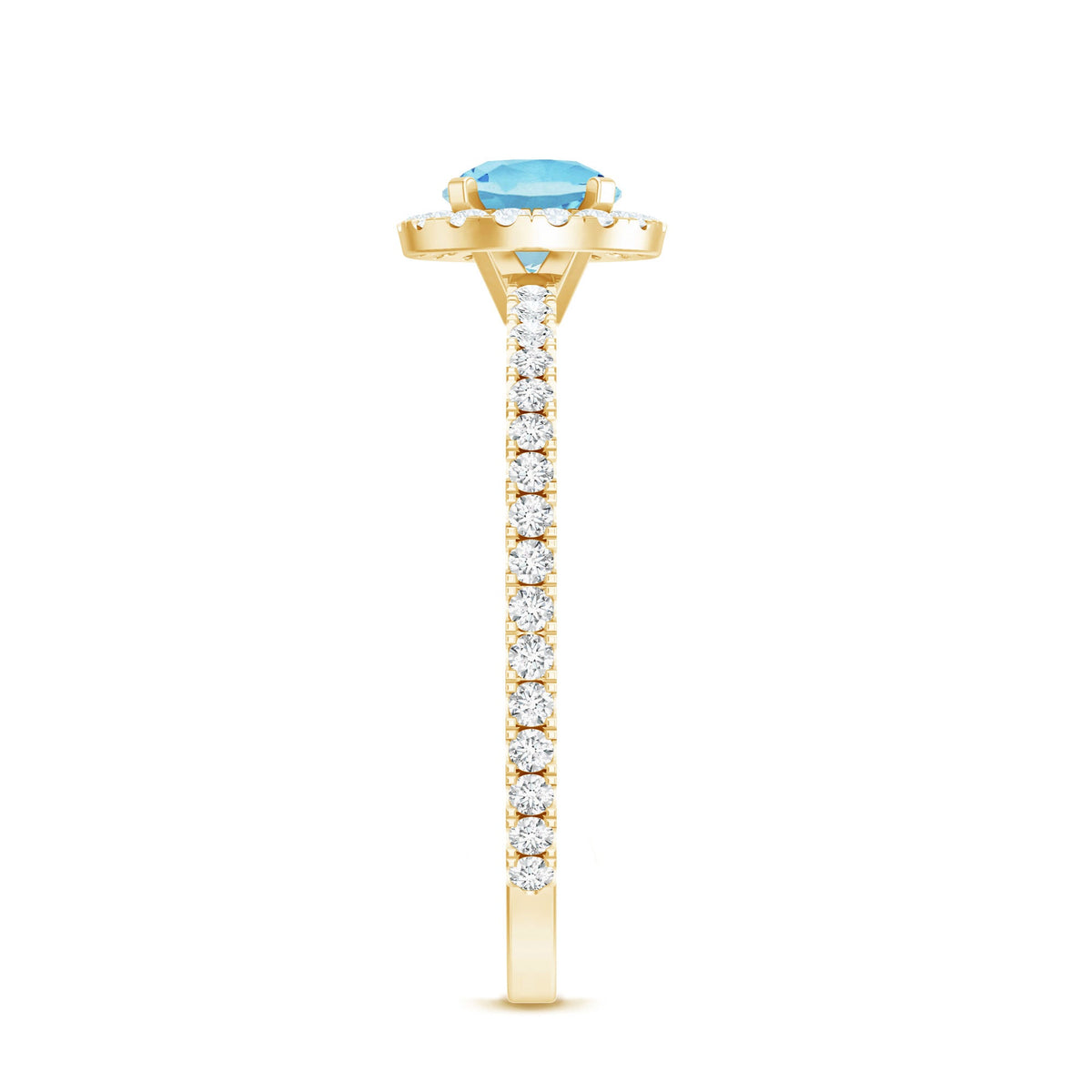 Genuine Blue Aquamarine Ring with Diamond Accent