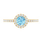 Genuine Blue Aquamarine Ring with Diamond Accent