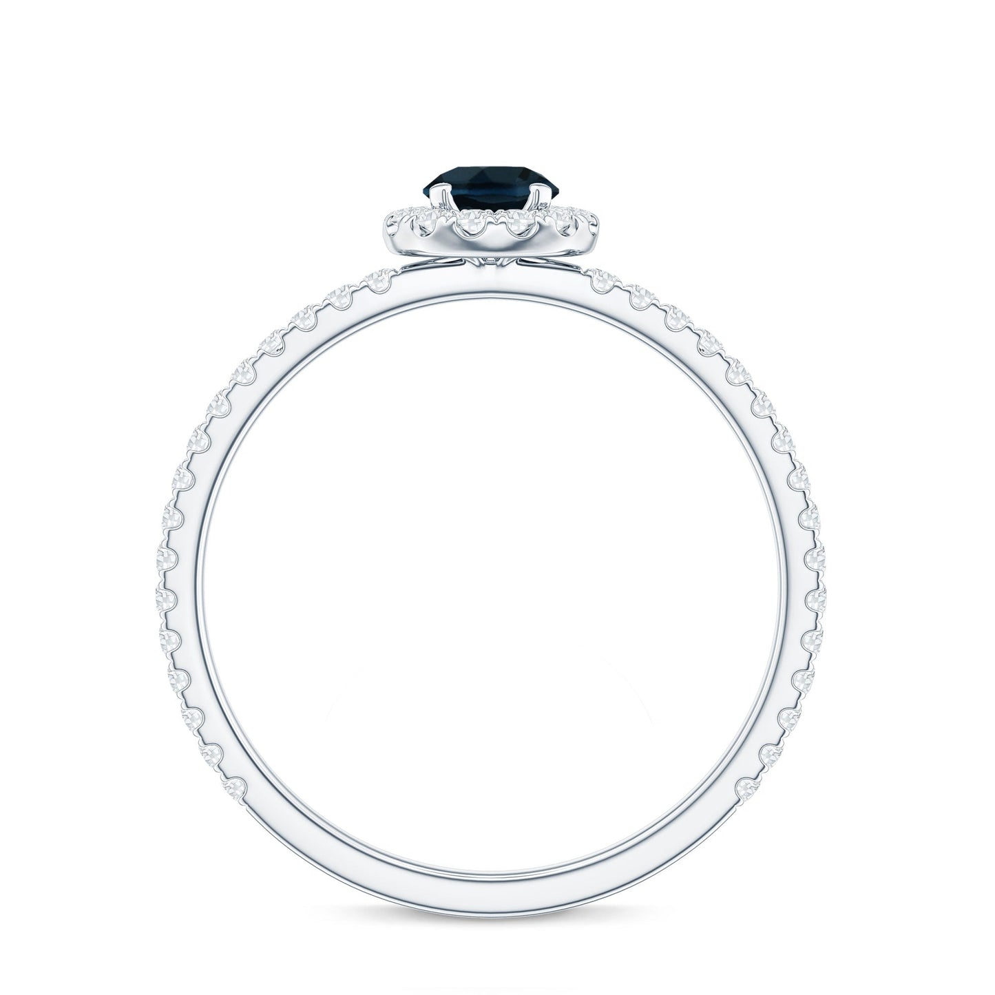 Anillo de compromiso minimalista con topacio azul de talla redonda y diamantes