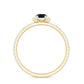 Anillo de compromiso minimalista con topacio azul de talla redonda y diamantes