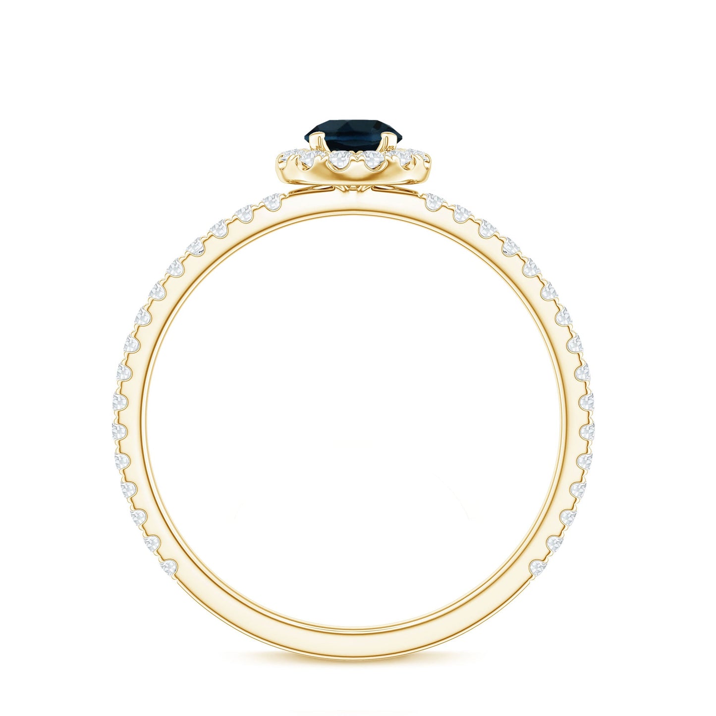 Anillo de compromiso minimalista con topacio azul de talla redonda y diamantes