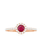 Real 0.6 Carat Ruby Engagement Ring with Diamond Halo