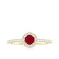 Real 0.6 Carat Ruby Engagement Ring with Diamond Halo