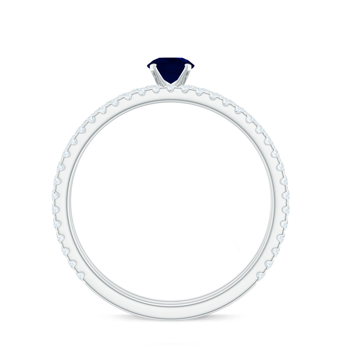 Natural Half Carat Blue Sapphire and Diamond Engagement Ring Set