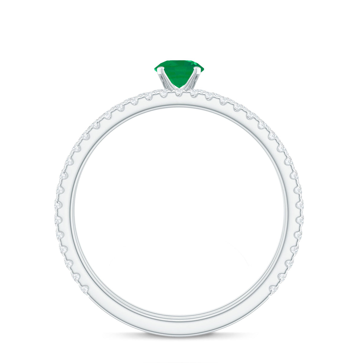 0.4 Carat Minimal Emerald Diamond Wedding Engagement Ring Set of 2