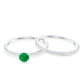 0.4 Carat Minimal Emerald Diamond Wedding Engagement Ring Set of 2