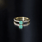 0.49 Carat Emerald Dainty Solitaire Ring with French Pave Set Diamond